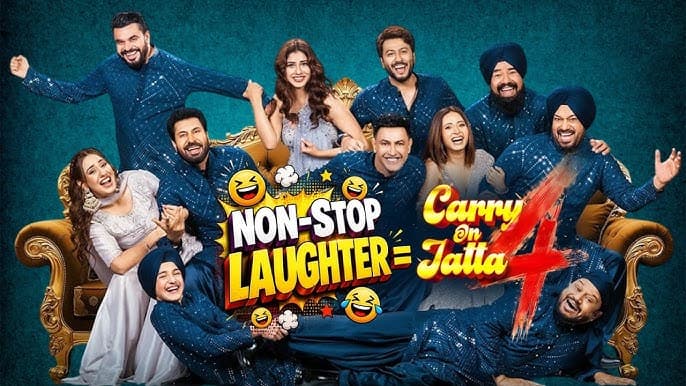 Carry on Jatta 4 movie banner — now showing at Harsh A Movie Karnal