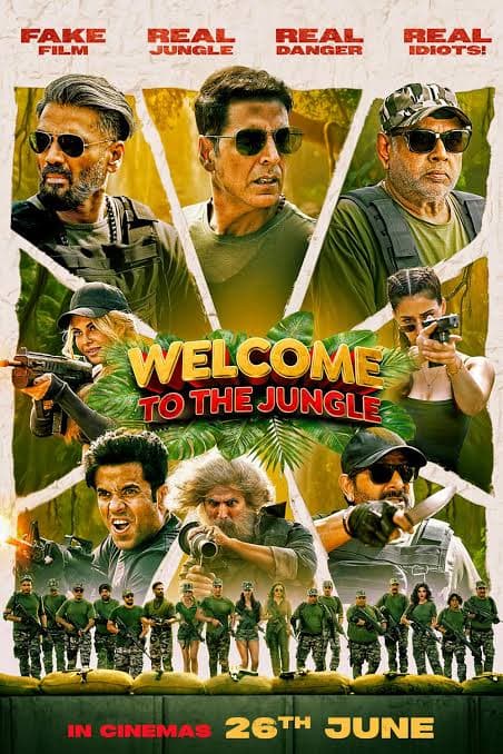 Welcome To The Jungle movie banner — now showing at Harsh A Movie Karnal